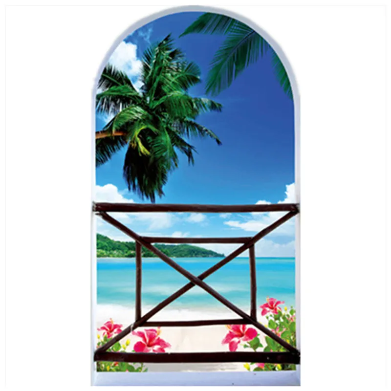 Западный стиль поддельные 3d стекла Водопад настенные наклейки с пейзажами для