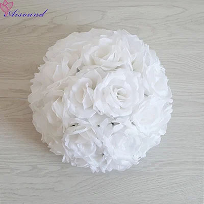 color 21 Beige 3шт., свадебные цветы, полный шар, украшение стола, украшение, шар для поцелуя, искусственный шелк, роза, помпон, цветы, композиция, цветы - Цвет: color 21 Beige