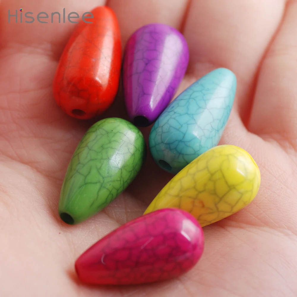 11x22mm Bracelet pendant ornament Acrylic Bead Smooth surface Crack pattern Water drop shape interval Beads 20pcs | Украшения и