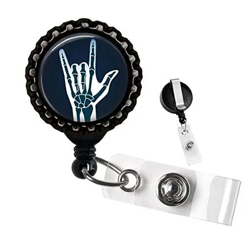 Rock Hands Xray Black Bottlecap выдвижной Бейдж держатель для удостоверения личности 10