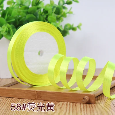 58bright yellow Grosgrain Satin Ribbon for Wedding Christmas Party Decorations DIY Bow Craft Ribbons Card Gifts Wrapping Supplies 25Yards/Roll - Цвет: 58bright yellow