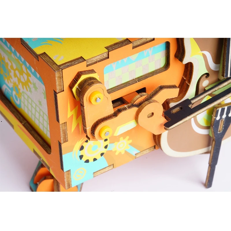 Robotime DIY музыкальная шкатулка 3D деревянная головоломка маленький робот