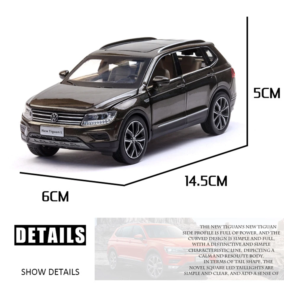 1:32 Tiguan L машина Diecasts игрушечные транспортные средства горячая модель колеса