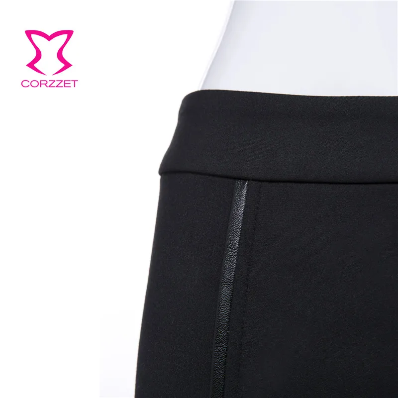 

Corzzet Vintage Black Cotton Belt Buckle Lace Up Long Trump Slim Steampunk Skirt High Waist Mermaid Asymmetrical Skirts