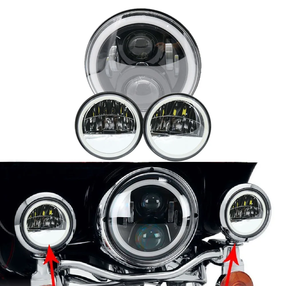 Набор мотоциклетных аксессуаров 7 &quotповоротник DRL Angel Eye налобный фонарь для Harley
