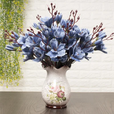 Baroque Blue 1 комплект Искусственные цветы Магнолия Denudata букет в форме рыбьего хвоста Керамика ваза свадебное украшение дома украшение поддельный цветок 6 видов цветов - Цвет: Baroque Blue