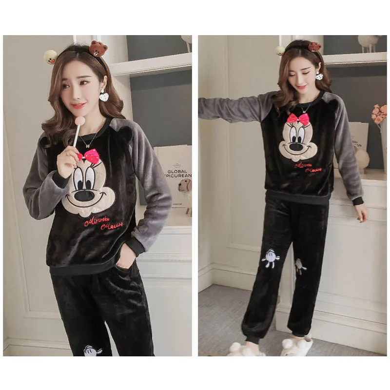 FL059C фланелевые толстые пижамы Para As Mulheres ночное белье Mujer женские Pyama Pijama Feminino Pigiama