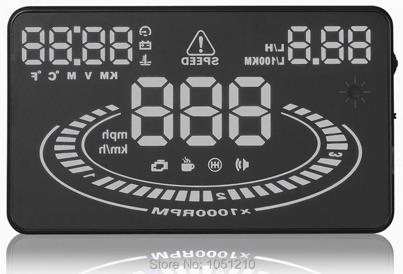 Ouchuangbo E300 5 дюймов OBDII EUOBD HUD Автомобильный дисплей с разноцветным двигателем