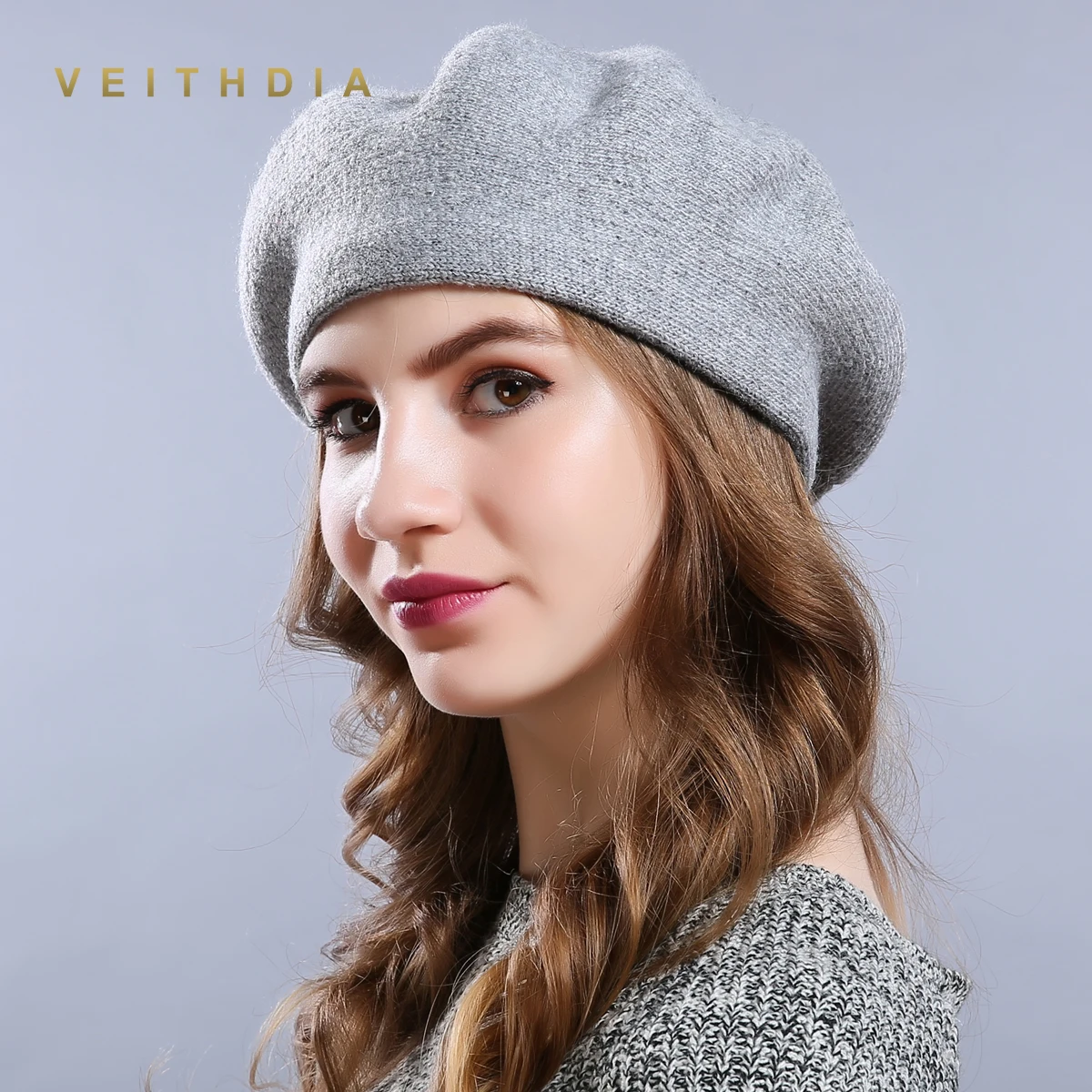 VEITHDIA новые зимние шапки-береты однотонные шерстяные кашемировые женские теплые