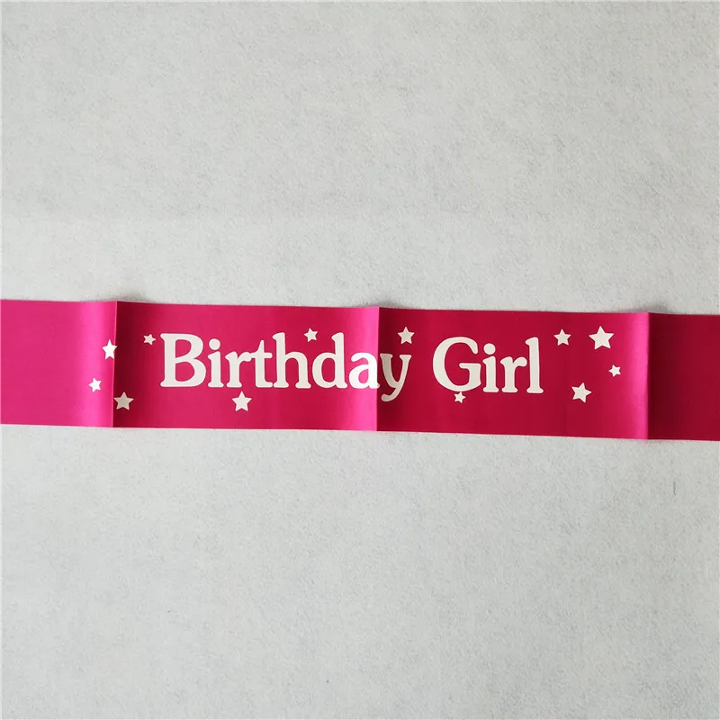 rose birthday girl Блестящий атласный пояс для девочек на день рождения, для принцесс с днем рождения, 10, 15, 16, 18, 20, 21, 30, 40, вечерние украшения для взрослых, подарок - Цвет: rose birthday girl