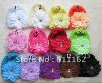 50pcs Children deserve South Korea silk hair cap childrens cap the peony  hat and color spot