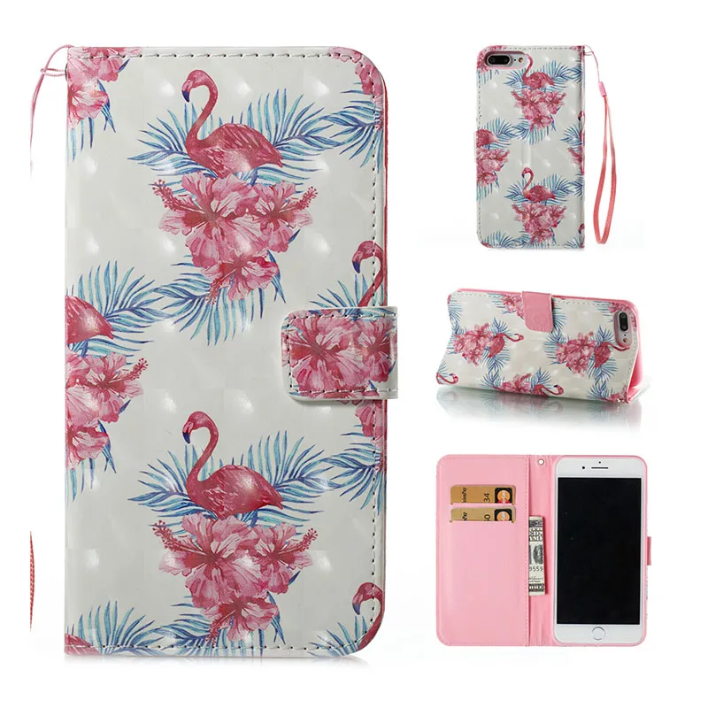 Чехол с 3D рисунком для iPhone 5S SE 6S 7 8 Plus X кошелек Huawei P8 Lite 2017 P10 Y5 Y6 LG Stylus 3 LS777|case for