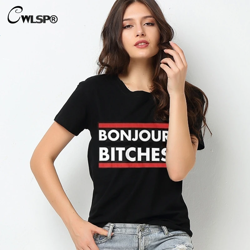 

CWLSP Hot sale fashion summer style women t shirt Crew Neck letter print short sleeve Tops Slim Harajuku camisetas QA053