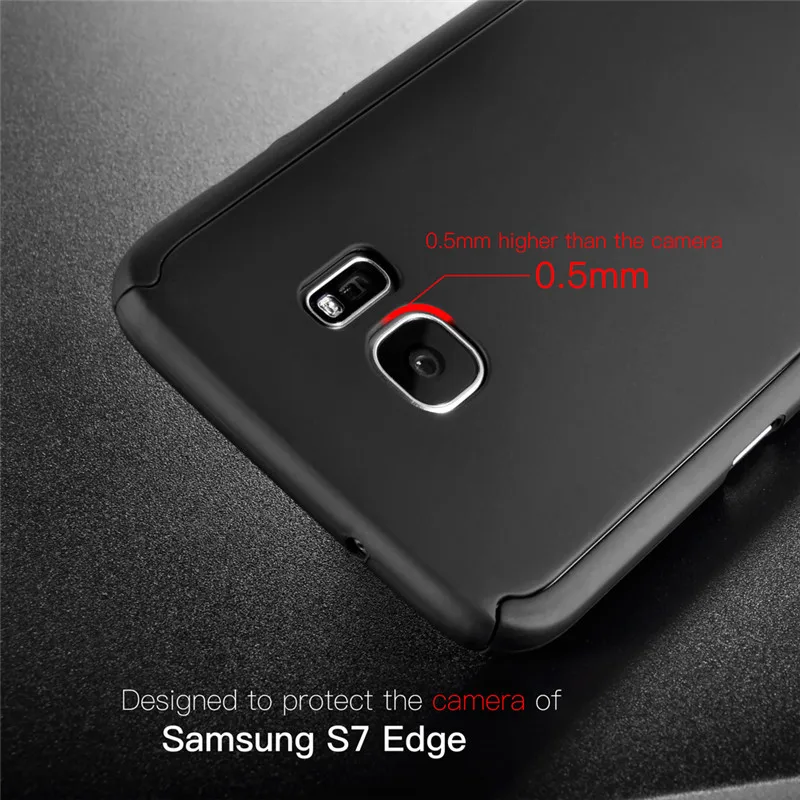360 Degree Full Cover hard Case for Samsung Galaxy S6 S7 Edge S8 plus A3 A5 2016 A7 2017 J7 J5 Prime Tempered Glass PC J530