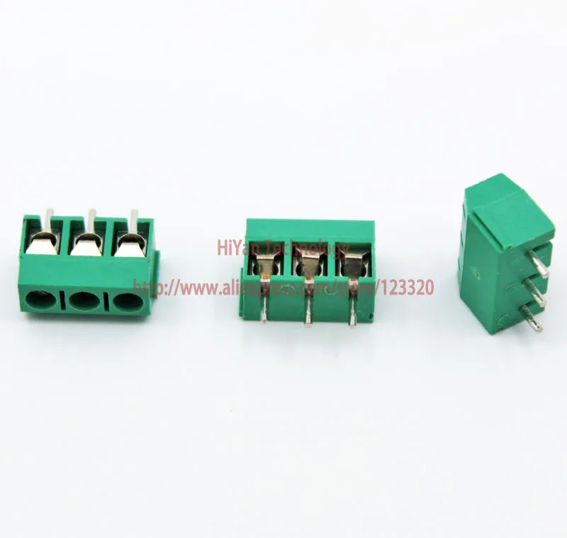 (100 шт./лот) PCB винтовой клеммный блок разъем KF301 3P шаг: 5 08 мм/0 2 дюйма Зеленый мм 3
