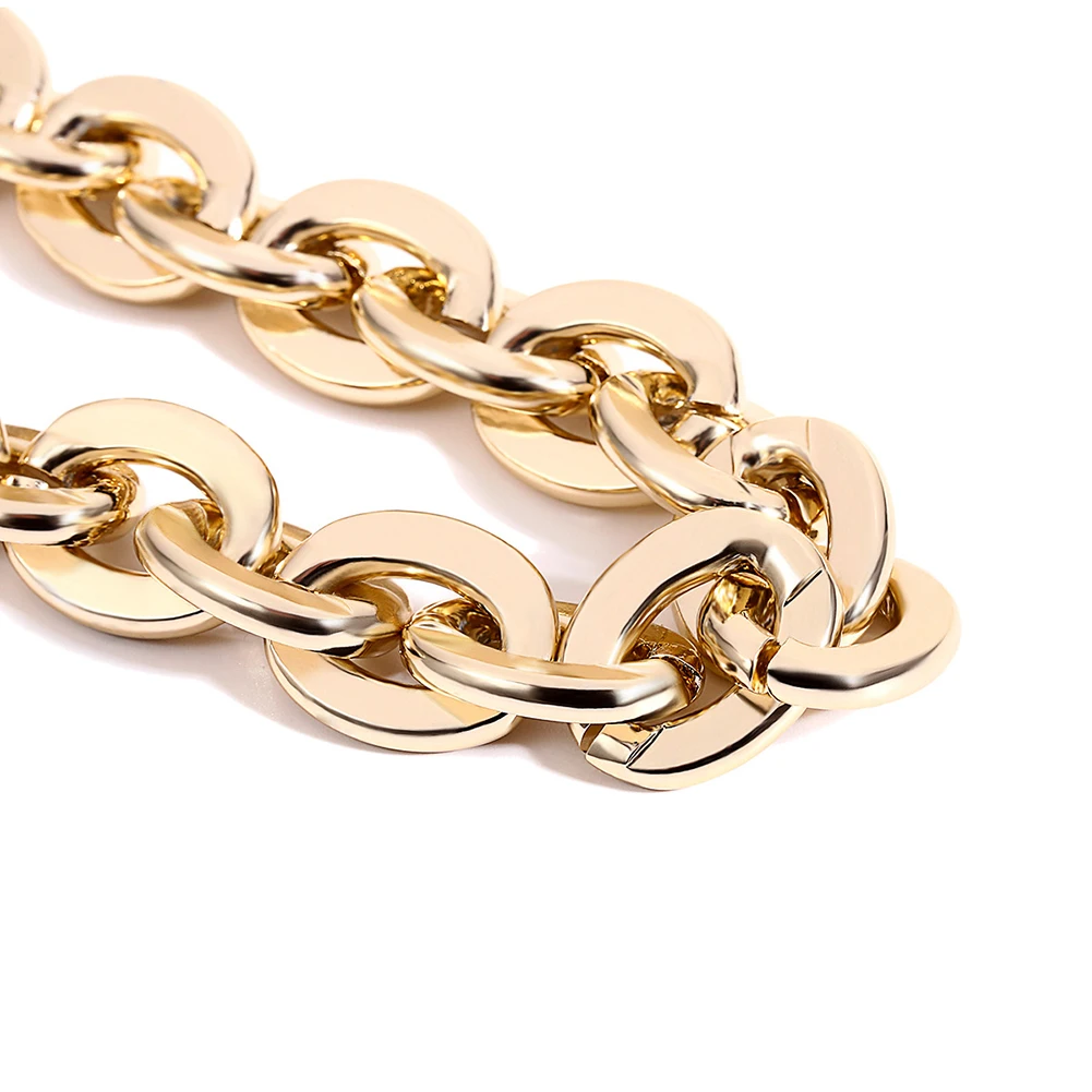 Овальный женский массивный браслет-цепочка с кабельными звеньями в стиле панк