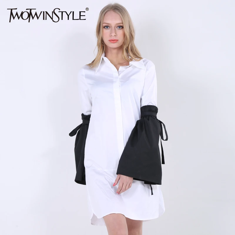 TWOTWINSTYLE 2019 Женская повязка на шнуровке с расклешенными рукавами и манжетами