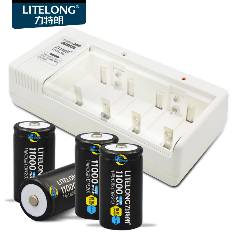 

4pcs x High capacity Ni-MH 11000mAh D Rechargeable Battery+Universal Charger for 9v/AA/AAA C D Size Ni-MH Rechargeable Battery