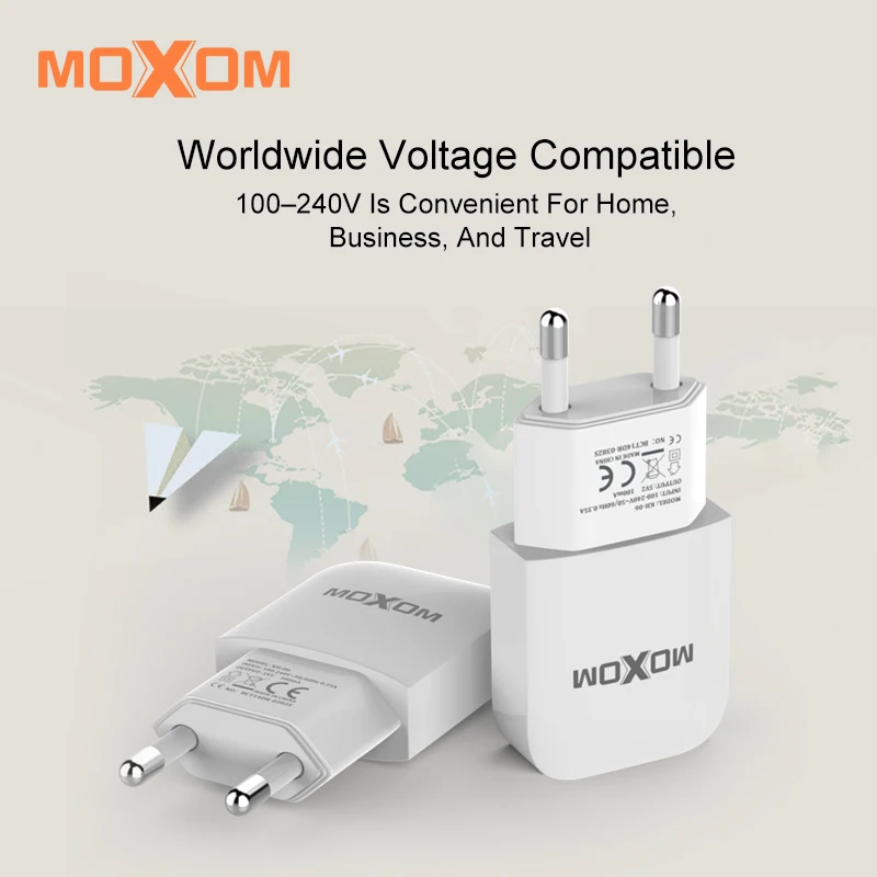 MOXOM дорожное USB зарядное устройство мобильный телефон вилка европейского