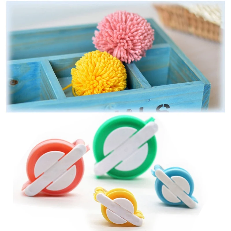 

4 шт./компл. изготовитель пряжи, пластиковые вязальные пушистые шарики, набор Вивера, искусственное вязание, шерстяной инструмент