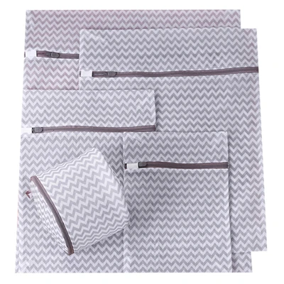 Grey ripple 5 pcs 5 шт. тонкой сетки стиральная сумки розовый в полоску бытовой корзина-сумка для грязного белья для защитная одежда мода сумка хранения - Цвет: Grey ripple 5 pcs