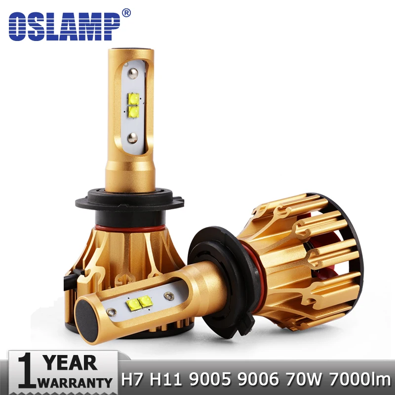 Лампы головного света Oslamp H7 LED для автомобилей H11 9005 9006 70W 7000LM 6500K SMD чипы Автофары Светодиодные фары Лампы света 12v 24v включены.
