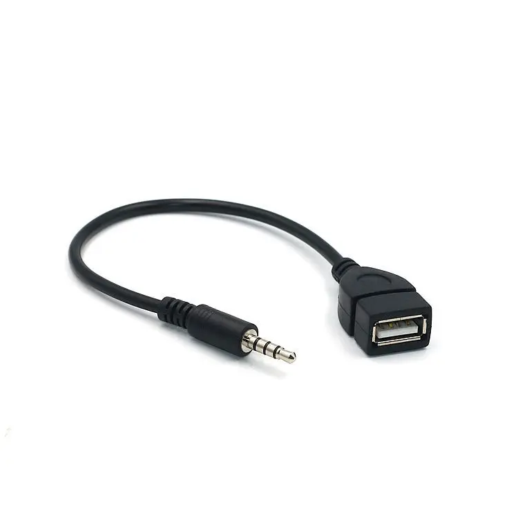 Черный 20 см Автомобильный mp3 адаптер usb-кабель Женский до 3 5 мм подключении u-диска