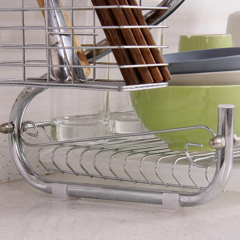 S образная полка для посуды ORZ Двухуровневая Хромированная нержавеющая тарелка
