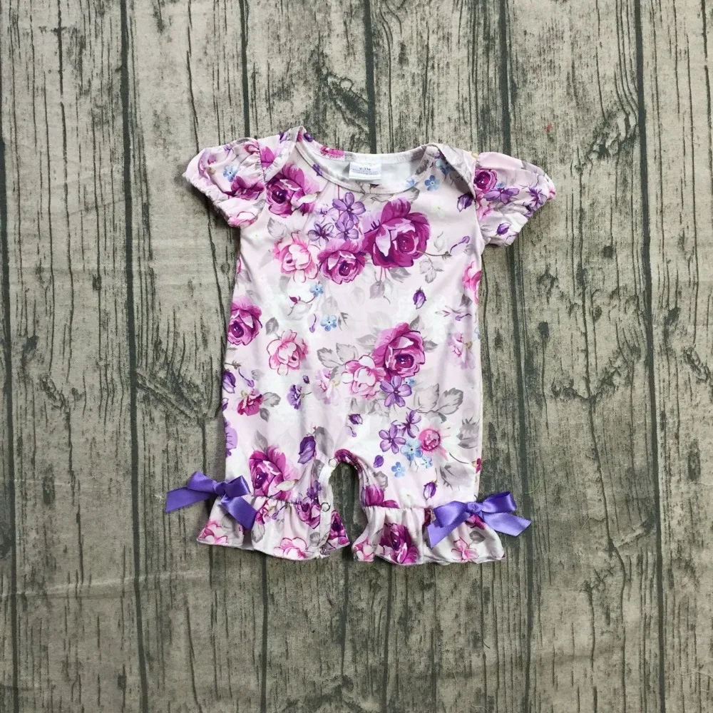 new arrival baby girls boutique clothing lavender floral flower ruffles infant cotton tutu romper Toddler milk silk bow kidswear | Детская