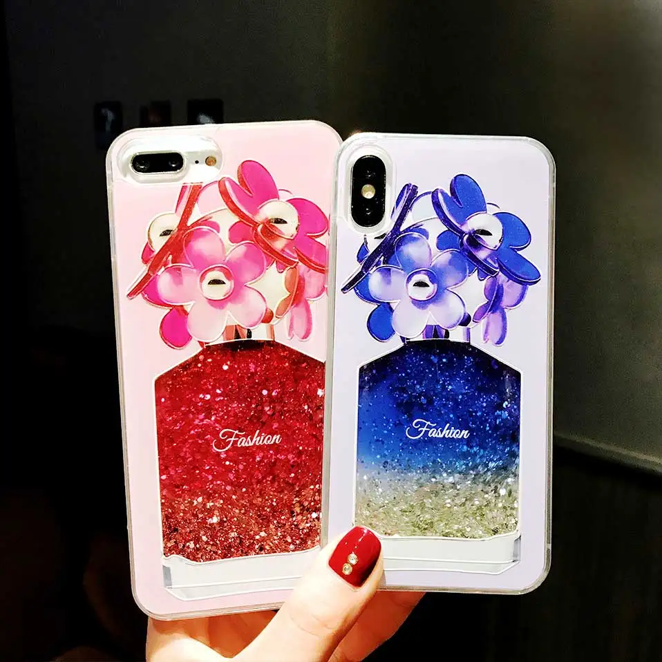 Флакон духов Блестящий песок для iphone 6 S 7 8 Plus TPU + PC X Funda Drop-proof задние крышки |