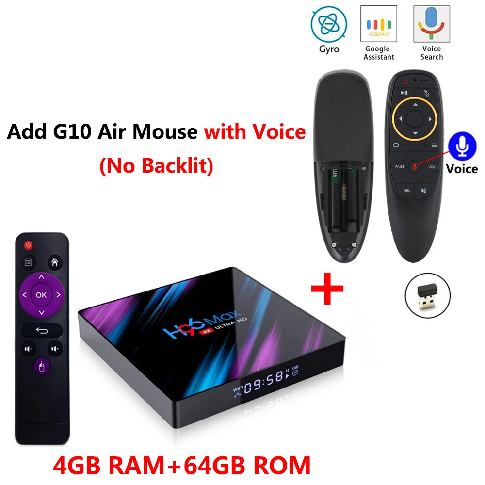 4GB 64GB add G10 mic H96 MAX Smart tv Box Android 9,0 2 ГБ 4 ГБ ОЗУ 16 ГБ 32 ГБ 64 Гб ПЗУ 2,4G 5G WiFi Bluetooth 4,0 медиаплеер RK3318 4K HD телеприставка - Цвет: 4GB 64GB add G10 mic