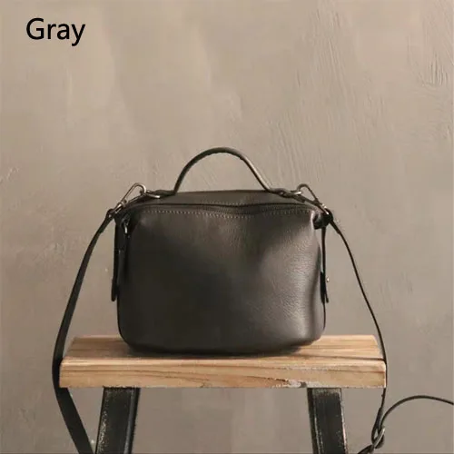 Style 1 (Gray) Дизайнерская сумка ручной работы из натуральной кожи для маленьких девочек, сумка через плечо, коровья кожа, Ретро стиль, женские сумки-мессенджеры, сумка-слинг - Цвет: Style 1 (Gray)