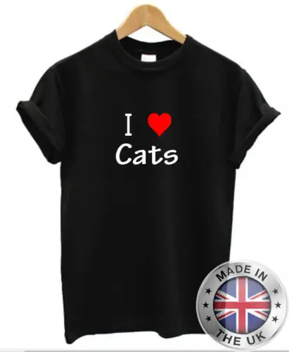 Футболка с надписью I Love Heart CATS крутая Повседневная футболка pride для мужчин