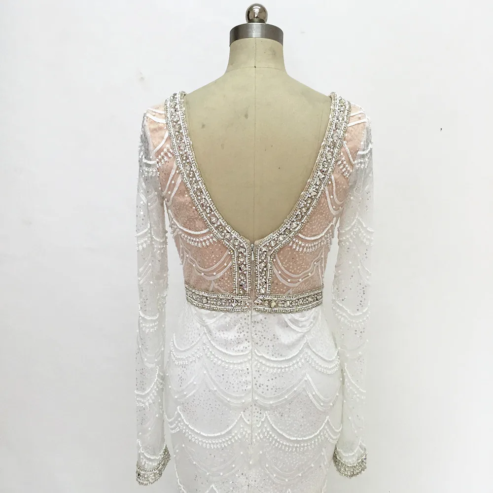 Шампанское Русалка кружево свадебное платье спинки Vestidos de novia Robe De Mariage одежда с длинным рукавом свадебное для невесты