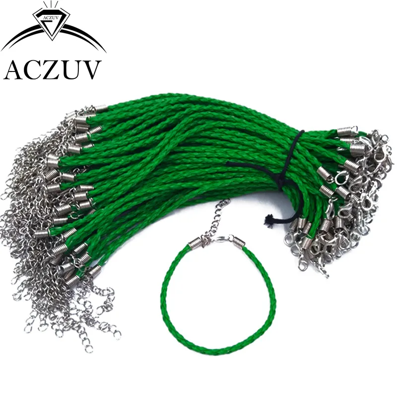100 шт. плетеная веревка из полиуретана Lether браслет шнур с удлинителем цепи для
