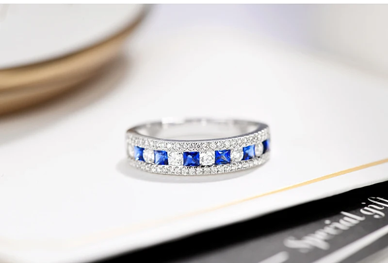 0,4 cttw натуральный драгоценный камень сапфир обручальное 18 k белого золота Настоящее Помолвочные кольца с бриллиантом для Для женщин Украшенные Юбилей подарок