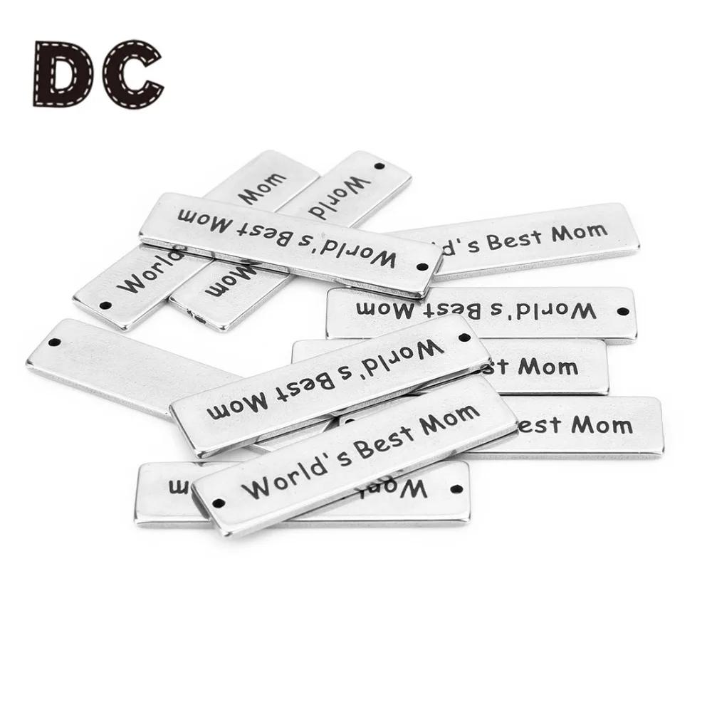 DC &quotworld's best мама&quot Нержавеющая сталь Прямоугольный кулон Подвески 5 шт./лот 10x40