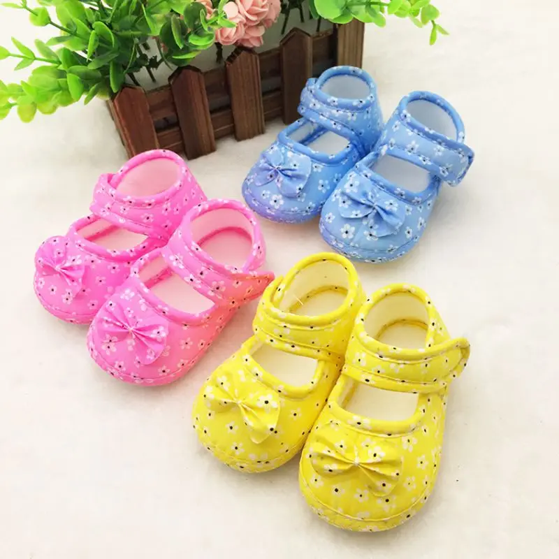 

Newborn Baby Pre Walking Shoes Infant Girl Boy Bow Flower First Walker Shoes for Toddler Kids 0-18M Children