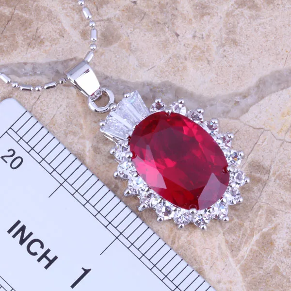 Набор украшений с красными фианитами сережки подвеской и кольцом Размеры 6 / 7 8