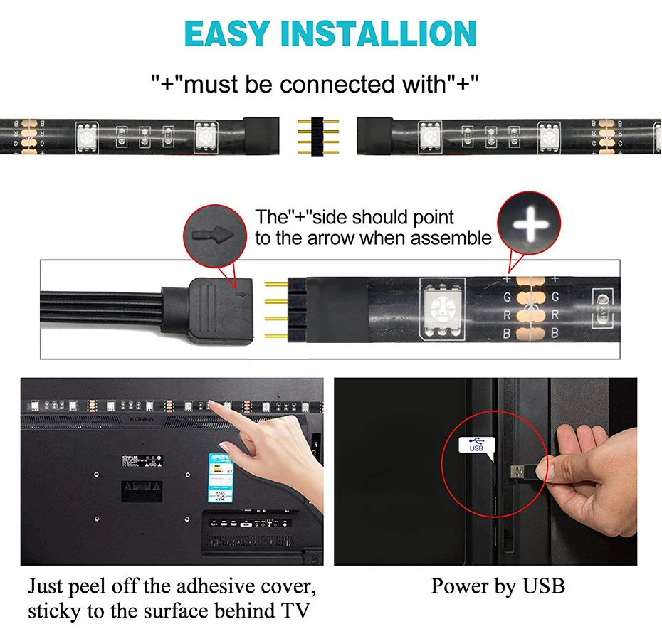 USB Светодиодная лента DC5V с регулируемой яркостью, водонепроницаемый RGB 5V SMD 5050, 10 кнопок, Радиочастотный пульт дистанционного управления, ТВ-фон, красочный светильник для компьютера