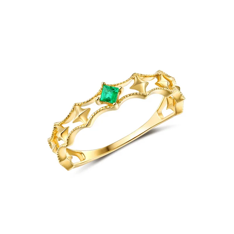 JXXGS Solid 14 K Gold Винтаж Ретро с натуральным изумрудом или топаз драгоценный камень