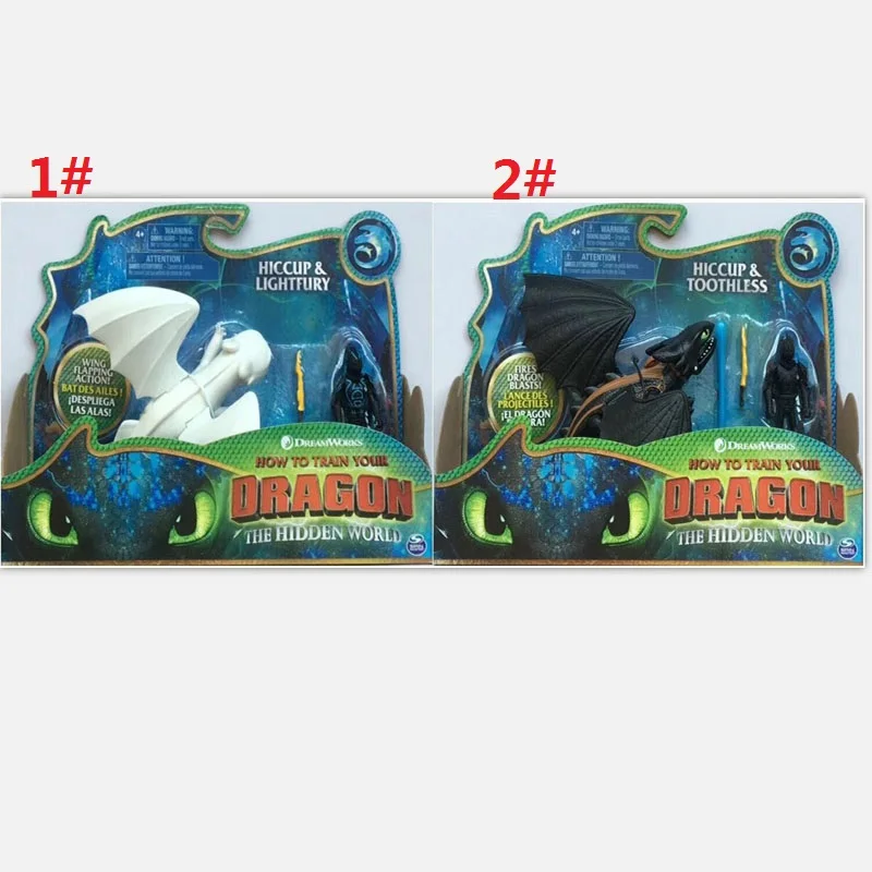 1and2 Whith Box2pcs " 23 см Как приручить дракона светильник Fury Беззубик фигурка белого дракона игрушки для детей подарки на день рождения - Цвет: 1and2 Whith Box2pcs
