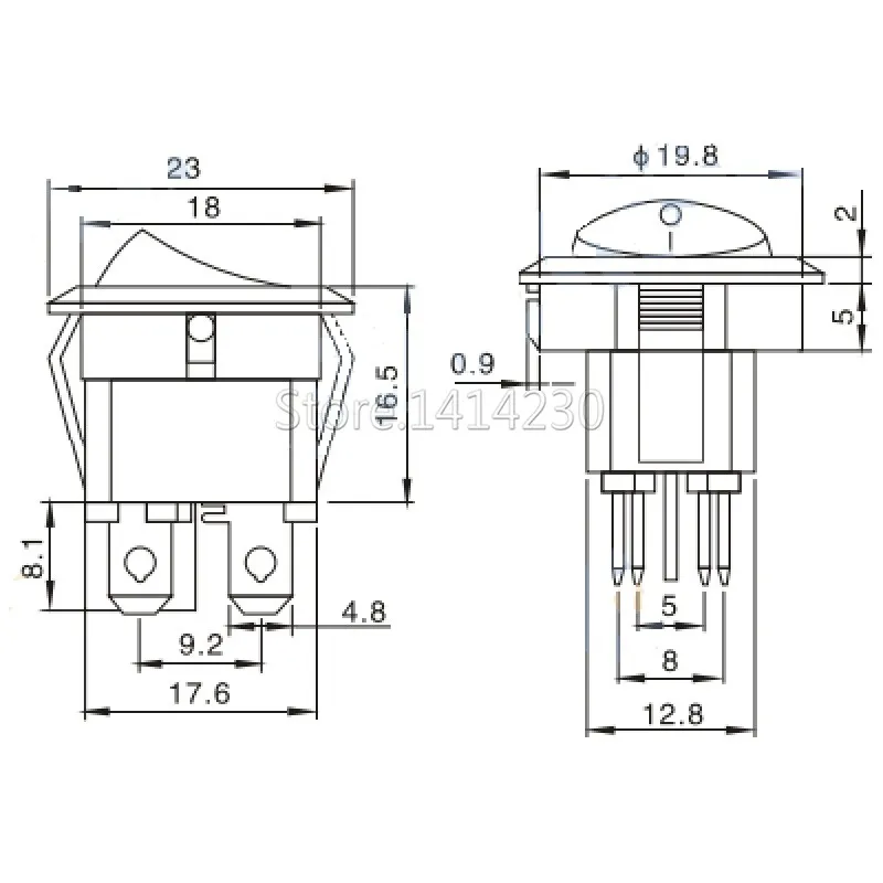 10 шт. 23 мм круглый черный 4 Pin 10A/125V 6A/250V AC 2 положения DPDT ВКЛ-ВЫКЛ кулисный переключатель оснастки