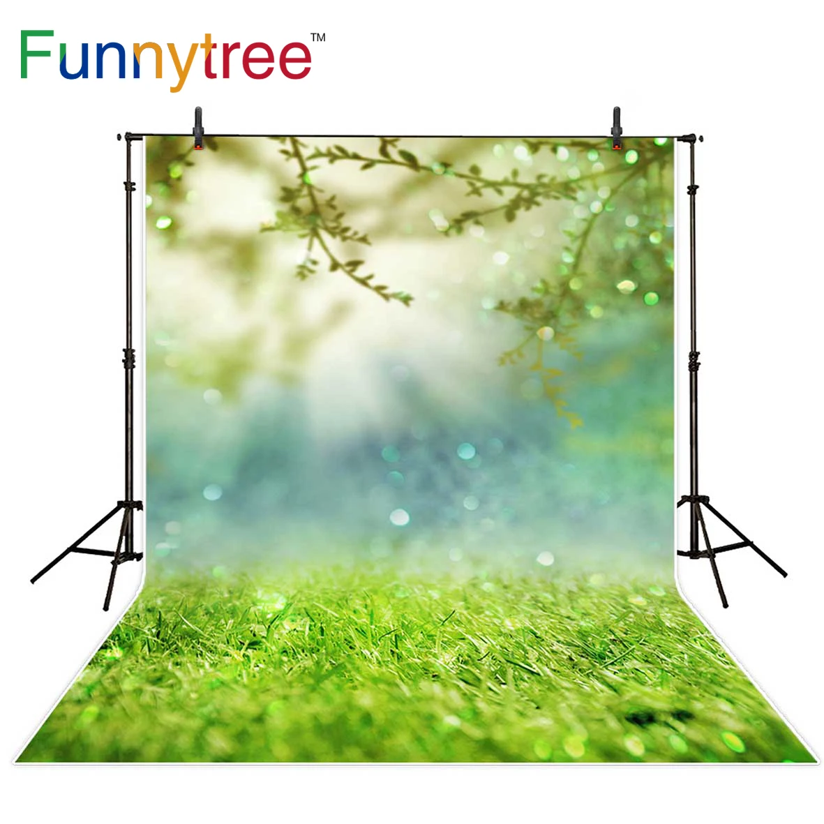 Фон для фотосъемки Funnytree весенний фон с зеленой травой блестящим деревом