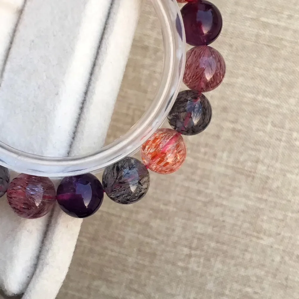 10mm Genuine Natural Black Currant Super 7 Melody Bracelet Men Women Stone Crystal Round Beads Stretch Bracelets Luxury Jewelry | Украшения