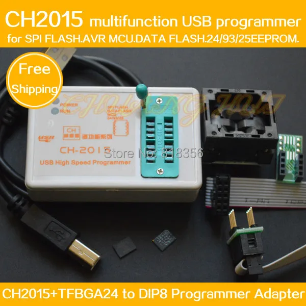 USB программатор SPI FLASH CH2015 + TFBGA24 на адаптер DIP8 BGA24 6x8 мм для 25Q64/25Q128