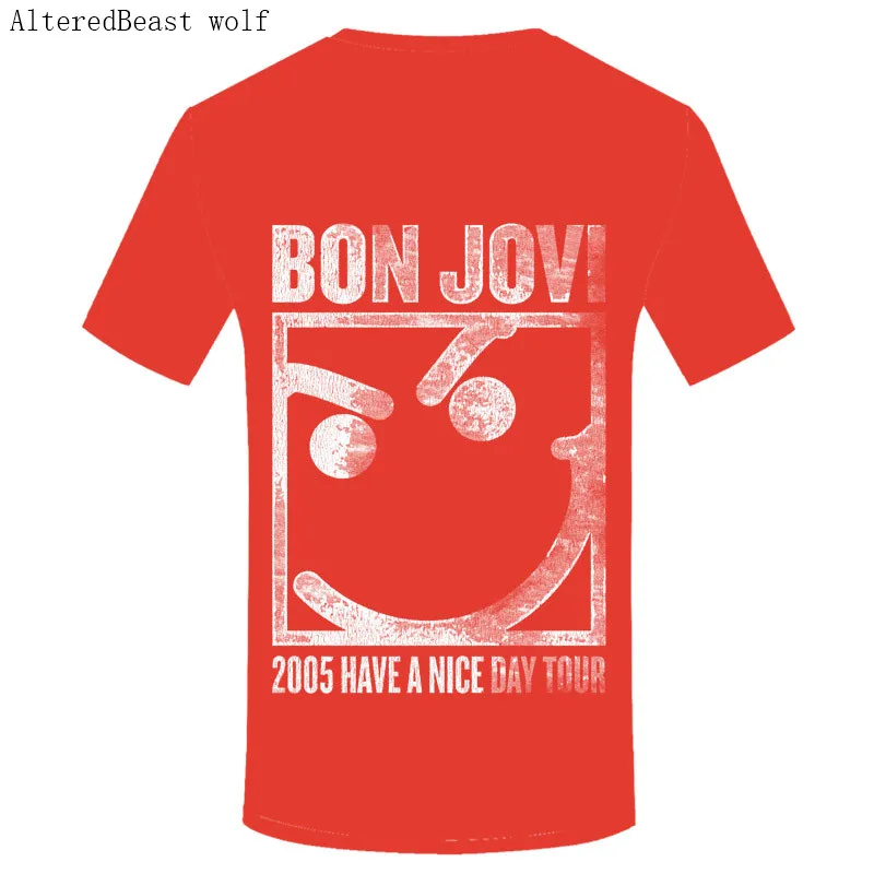 Мужская футболка bonjovi летняя с коротким рукавом и о вырезом в стиле хип хоп 3D