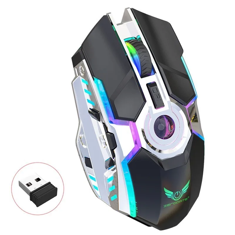 Black RGB mouse 2,4 ГГц Беспроводная перезаряжаемая светодиодная оптическая компьютерная мышь эргономичная АБС-пластик 2400 dpi 7 кнопок для ноутбука - Цвет: Black RGB mouse