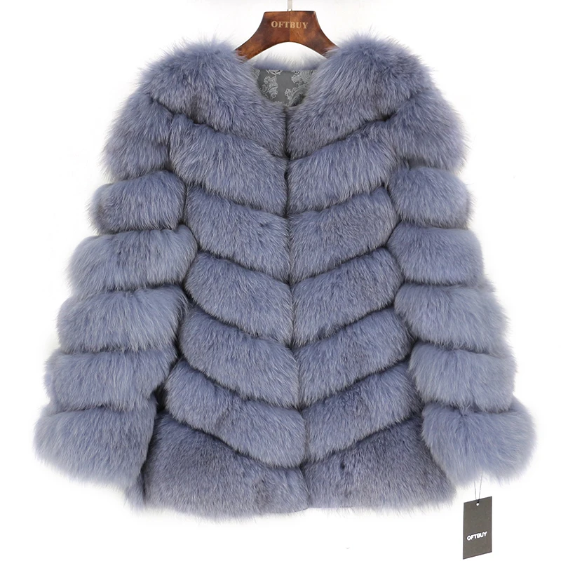 Женская парка с натуральным лисьим мехом черная Повседневная Толстая теплая