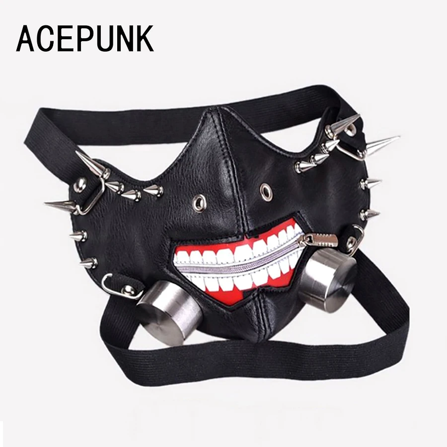 

Ghoul Zipper Mask Tide Personality Rivet Punk Cosplay Locomotive Abstract Kill Performance Spikes Masks Big Teeth Halloween Mask